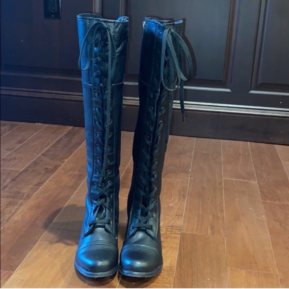 Leather lace up boots